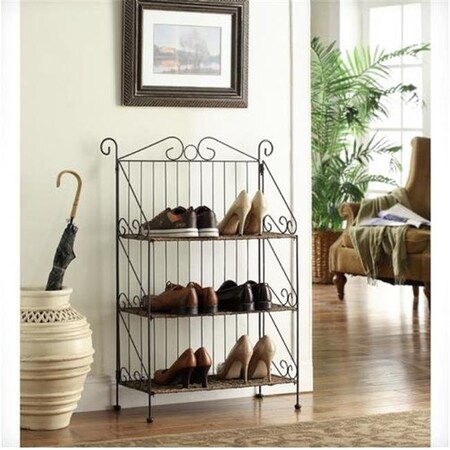 4D Concepts 4D Concepts 144014 Farmington 3 Tier Folding Maize Weave Bookcase - Corn Husk Weave- Metal 144014